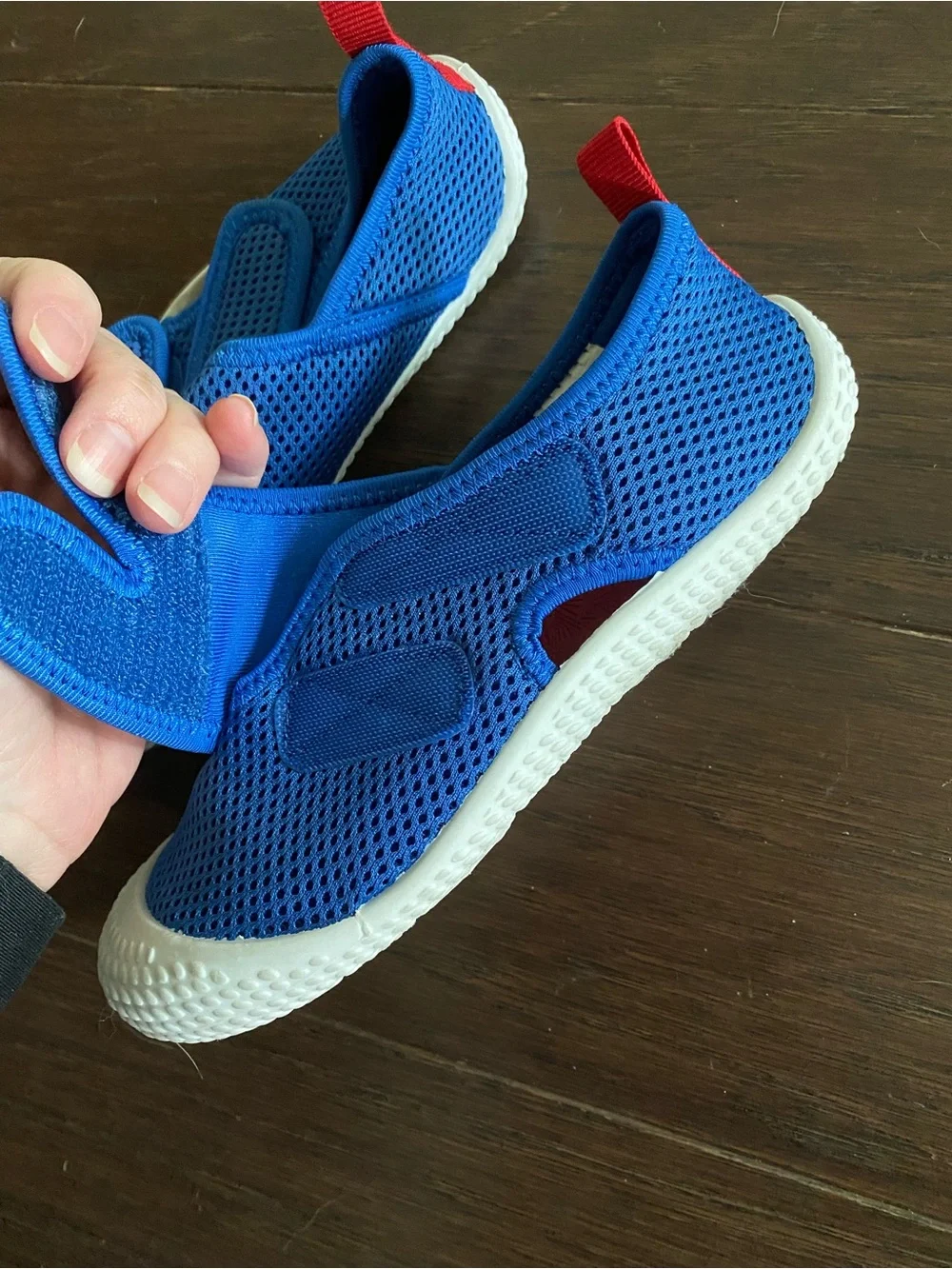 Kids Blue Mesh water shoes with Velcro Strap